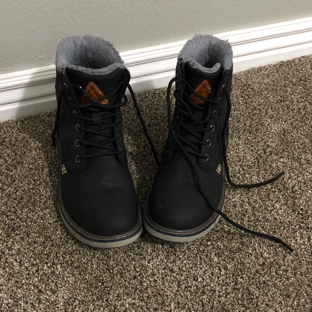 Mishansha Black Lace-Up Faux Fur Lined Heeled Boots